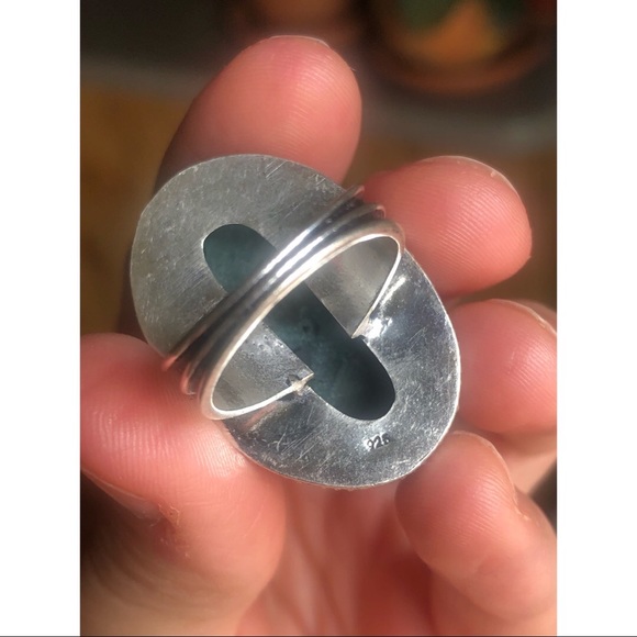 .925 stamped green malachite ring!!! - Picture 7 of 8